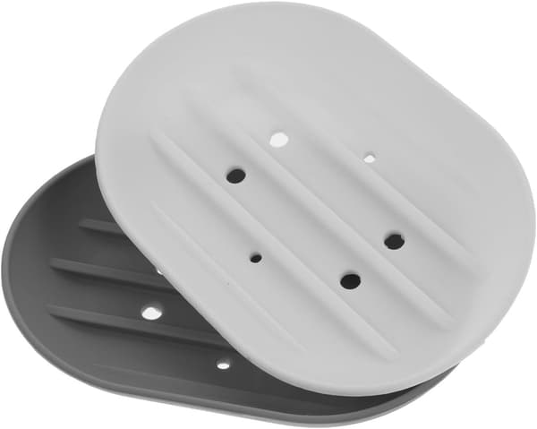 4-piece Silicone Soap Dish Set with Non-slip Easy Soap Storage Tray