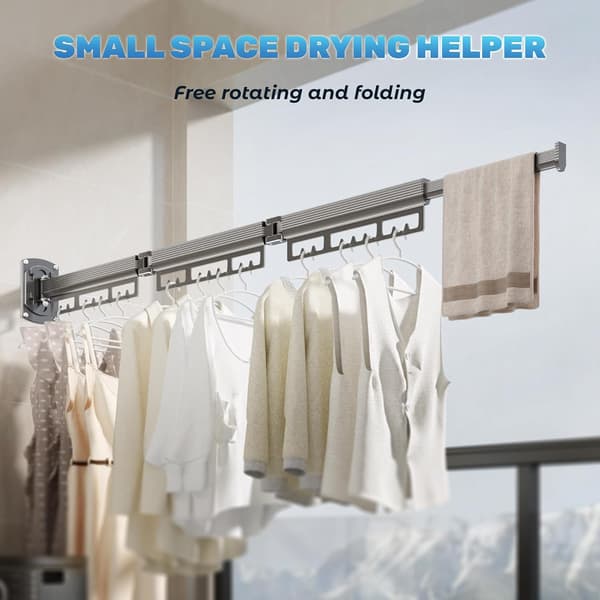 Wall Mounted Clothes Drying Rack, Extendable Wall Mounted Drying Rack (Triple), Space Saving Wall Rack, Portable, Space Saving Balcony Laundry