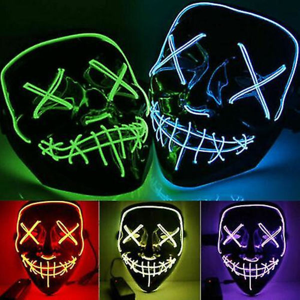 Neon-ommel Mask LED-lanka Loiste Masquerade Puhdista Halloween Cosplay Mask_Punainen