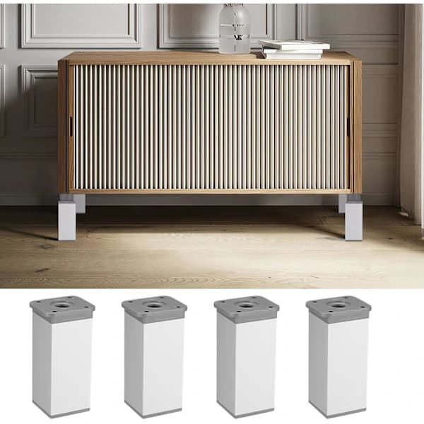 Adjustable Furniture Legs, Height Adjustable Metal Table Legs, Adjustable Kitchen Cabinet Table Legs, Silver (10 cm)