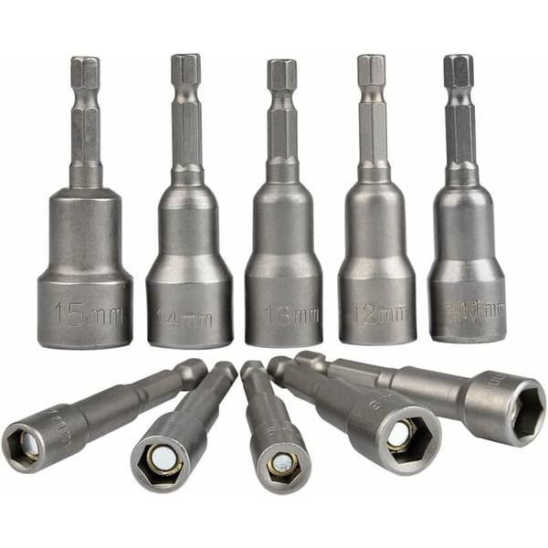 Magnetic Hex Socket 10 Pcs Impact Driver Socket 6-15 mm, Magnetic H