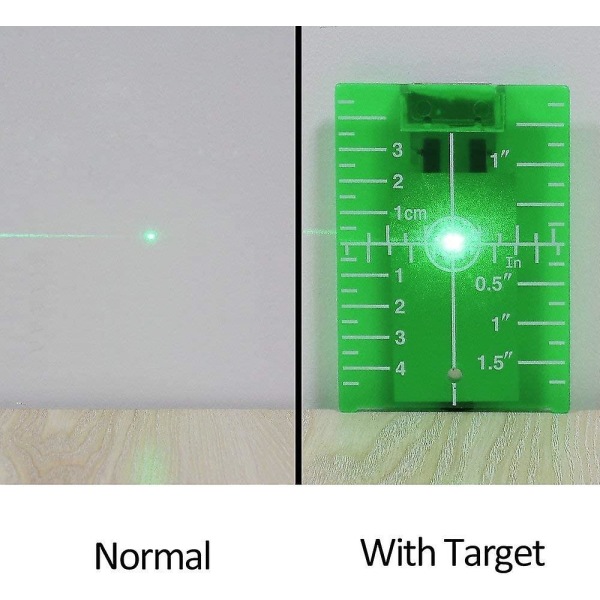 Grønt lasermål, magnetisk lasermål med reflektorer, for bruk med krysslinjelaser, for forbedret synlighet av grønn laser