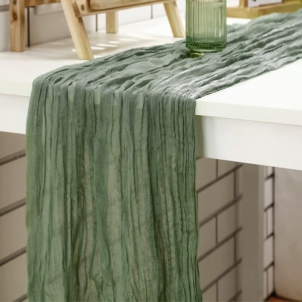 Chiffon Bordløper 90x180CM Stor Ostduk Bordduk Myk Midtpunkt Bordduk - Lysegrønn