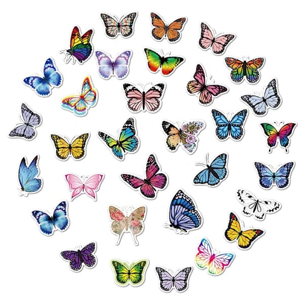 Flying Butterfly Stickers, 50 Sheets Vinyl Stickers Lapt