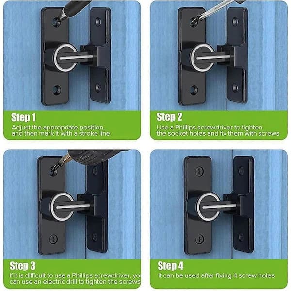 Barn Door Latch, 90 Degree Heavy Duty Gate Latch Flip Latch Security Door Lock 1 Pack