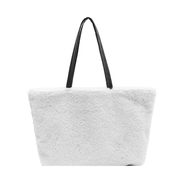 Furry Kangaskassit Casual Large Capacity Clutch Bag Yksiväriset OlkalaukutValkoinen
