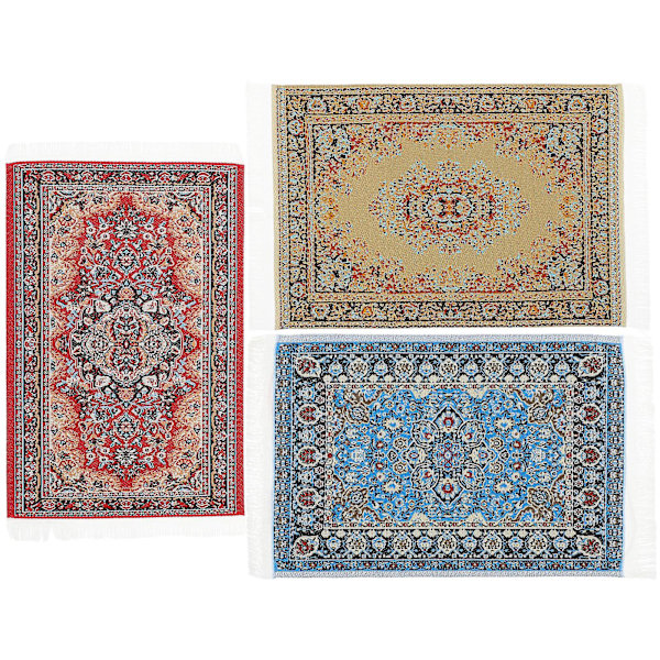 3 stk Delikat Matte Dekor Mini Hus Gulvmatte Miniatyr Teppe Dørmatte Liten Hus Tilbehør Assortert