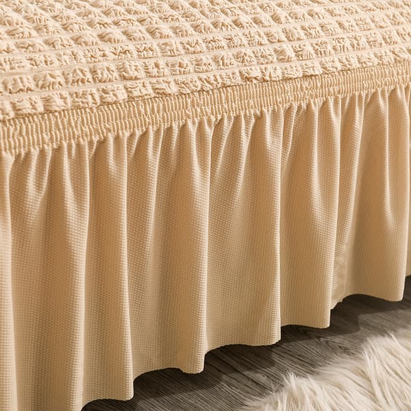 Kjole-stil - ensfarget beige, elastisk 1-delt sett med folder