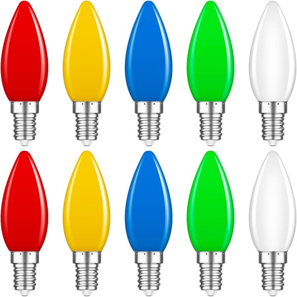 10-pak E14 1W farvede pærer, E14 farvede LED-pærer, E14 farvede LED til lyskæder, fester, julepynt-FM-