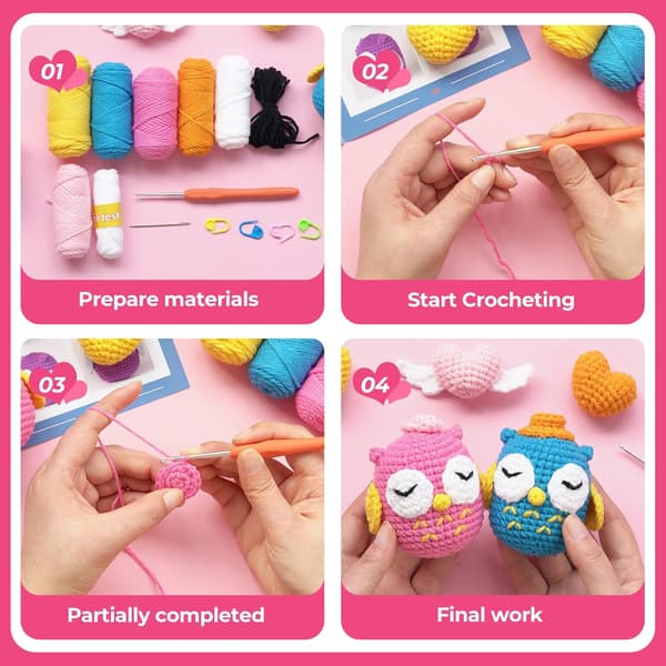 RoseFlower Crochet Kit for Beginners, Complete Crochet Starter Kit with Step-by-Step Tutorials, for Kids and Adults
