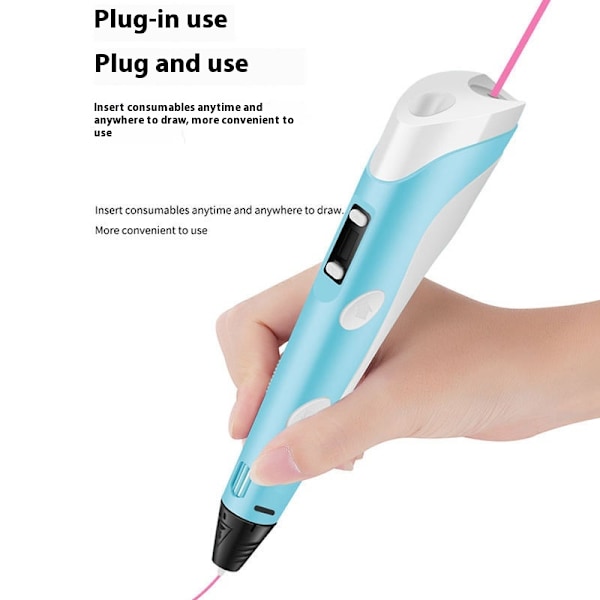 Blå malerpen Etui Kompatibelt med Holdere til 3D Print Filament Refill Pack og USB Kabel til 3D Print Pen