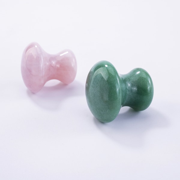 2 stk Natural Rose Quartz/Green Champignon-Shape Gua Sha Guasha Skrabende Massage Værktøjssæt Board til Spa Afslappende Meditation