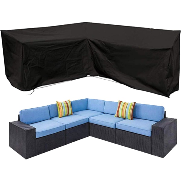V-Formet Seksjonssofadekke, Vanntett Utendørs Seksjonssofamøbel Dekke Utendørs Sofadekke V-Formet Hage Sofa Beskytter 85\" L x 34\" D x 85\" H
