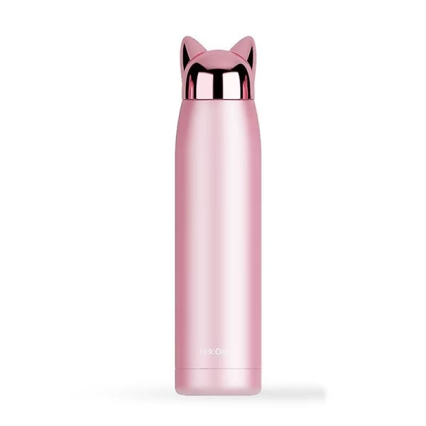 Vannflaskehåndtak Vakuumisolert rustfritt stål termos Vannflaske lekkasjesikker sport kaffetrakter kopp (1 stk) rosa pink