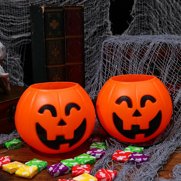 2 stk Utendørs Dekor Festlys Halloween Gresskar Dekor Halloween Gresskarbøtte Halloween Pynt Orange 11X11cm