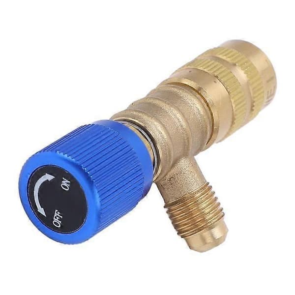 Kjølemiddeladapter 1/4' Gjenge Messing Sikkerhetsadapter for Kjølemiddelfyllingsventil for