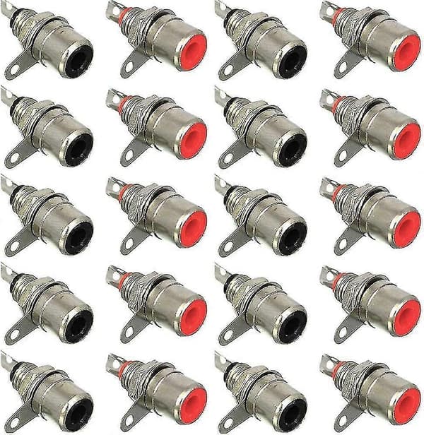 20 stk RCA Hun Panelmonteringsstik, RCA Terminal Lydstik, RCA Loddestik, RCA Stik Jack Forbindelser db
