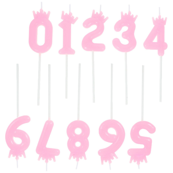 10 kpl 3D kruunu numero kynttilät syntymäpäivä numero vahakynttilä syntymäpäiväkoristeet Pinkki 13.5X3.5cm