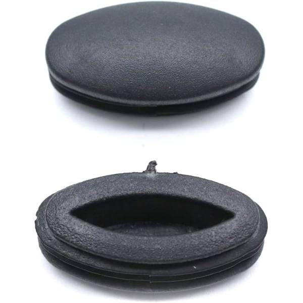 20 stk. Trægulvbeskyttere, 15 x 30 mm Oval Plastpropper Rørforbindelse Endekappe til Stol Bord Skammel Benfødder, Sort