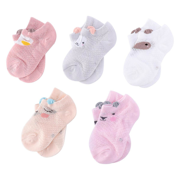 10 Par Barnstrumpor Halksäkra Strumpor Söta Baby Toddler Strumpor Spädbarnsstrumpor Spädbarns Ankelstrumpor Blandade Färger