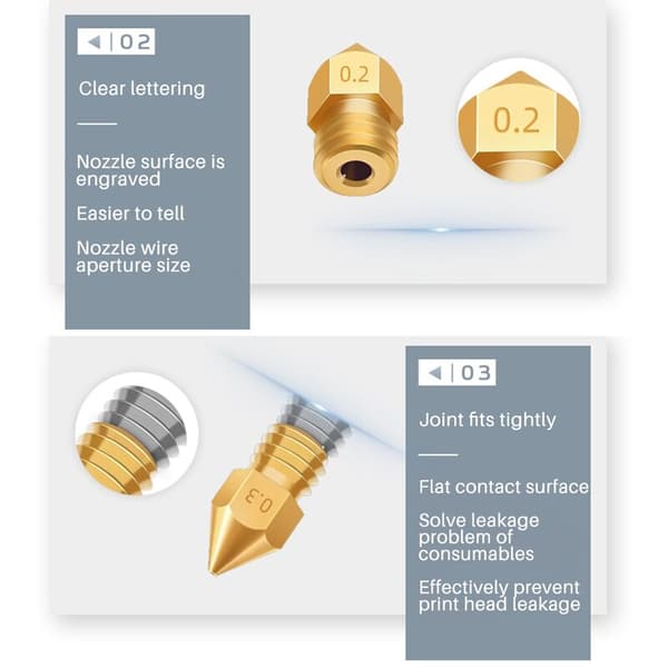 37 stk 3D-printerdyser MK8-dyse 0,2,0,3,0,4,0,5,0,6,0,8,1,0 mm ekstruderprinthoved til -10 3 5