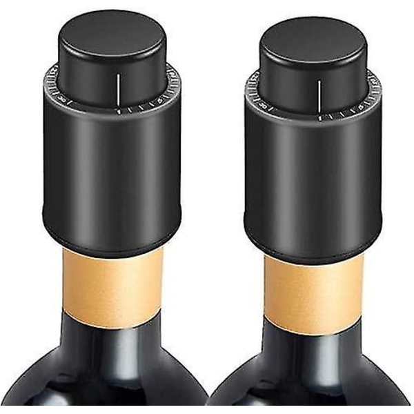 2 stk. Flaskeprop til Champagne/vin Vakuum med Datomærke, Genanvendelige Flaskepropper Saver, Vinbevarer Keeper Pump Vakuumflaske