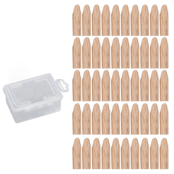 Trebearbeidede eikehullplugger - 50 stk, 9,5 mm treplugg jigg tilbehørssett