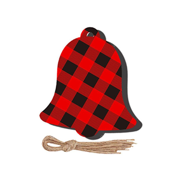 10 stk Plaid Juletræspynt i Træ med Snefnug, Engel, Rendeer, Snemand - Sæt med Reb til DIY Håndværk og Julepynt