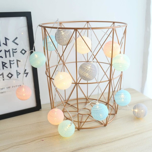 Fairy Lights med Bomullsbollar, Batteridrivna, 3m 20 LED Boll Fairy Lights, Inomhusvägglampa, Julbelysning, Dekoration för Fester, Trädgårdar, C