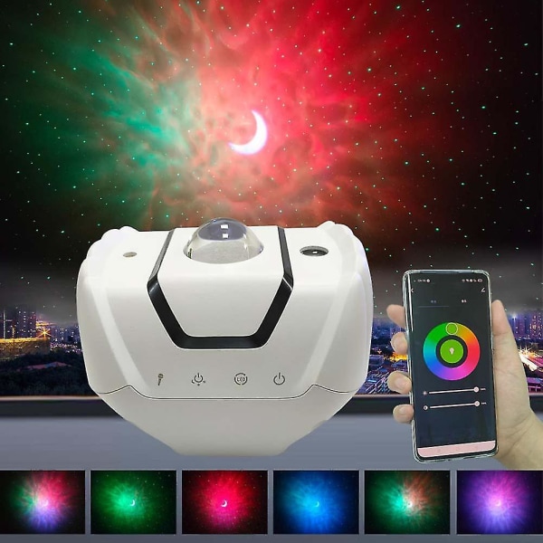 Galaxy Projektorlys, Opgraderet Stjerne Natlys Projektor, 10 Farverige Måne Stjerne Aurora Roterende