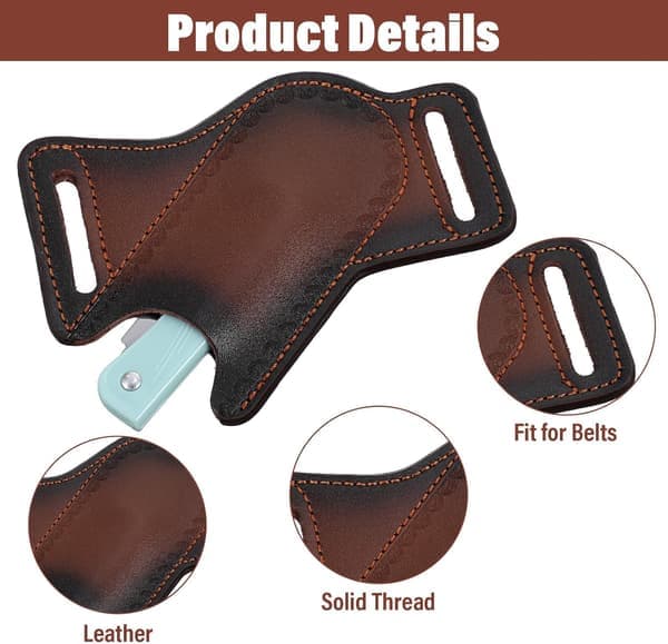 Durable Leather Knife Sheath, Horizontal Multi-tool Belt Pouch, Waterproof Holder for Folding Knives and Tools (Ho)