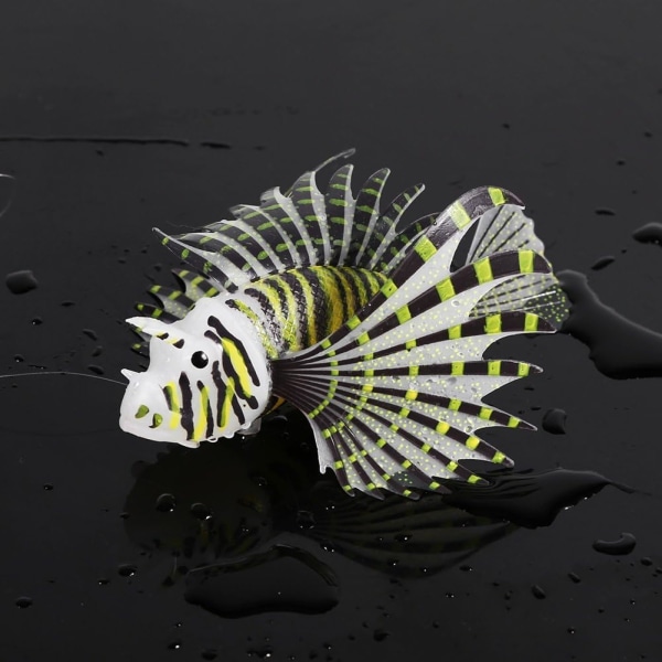 Kunstig glødende løvefisk lysende falsk fisk akvarium akvarium ornament flytende glød simulering fisk til akvarium dekorasjon (svart)