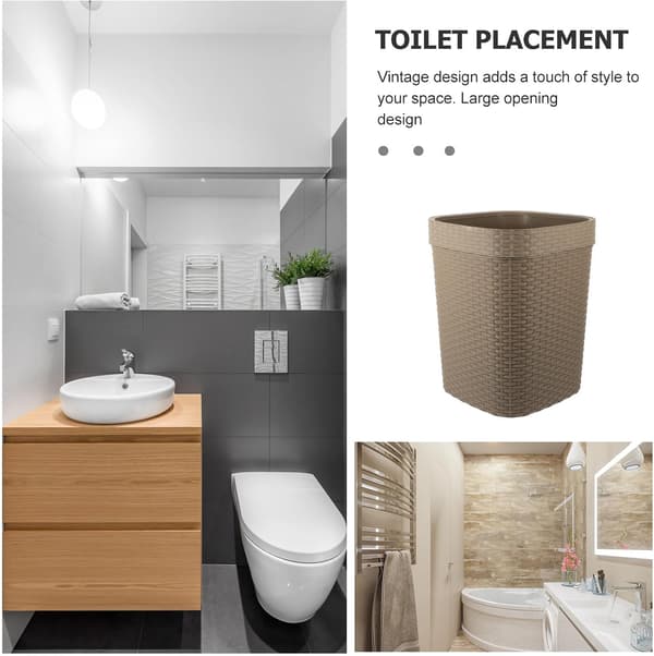 Large Capacity Imitation Rattan Trash Can with Wide Opening Design