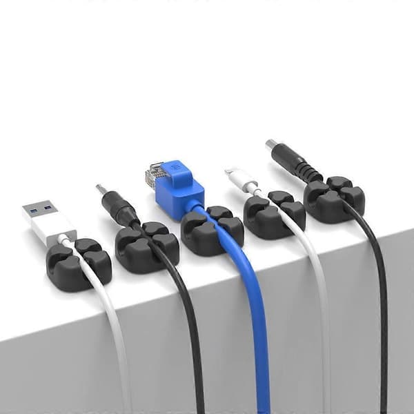 Wired Desktop Organizer, Cable Management, Headphone Cable Holder for iPhone 5 Pcs, 5 Pcs Black Standard