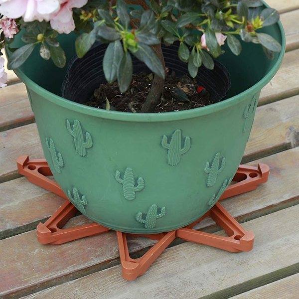 Pottefødder til udendørs planter, usynlige blomsterpotte-løftere, potteplanter (6 stk., murstensrød)