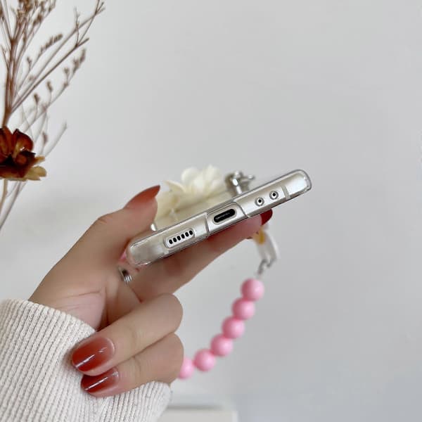 Transparent Case Compatible With Samsung Galaxy Z Flip 4, Sunflower Smile Hard PC Protective Case With Wrist Strap