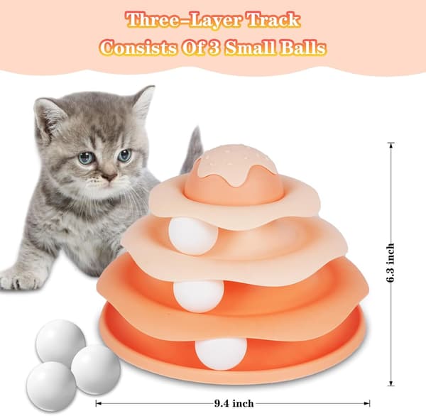 Cat Ball Track, Interactive Cat Toy, Fun Indoor Experience for Cats, Multi-layer Design, Glass Texture.