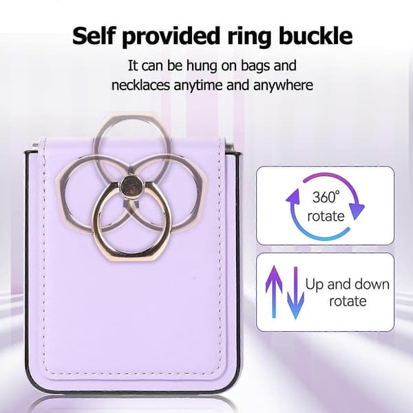Case Compatible with Galaxy Z Flip 4, Shockproof PU Leather Cover with Ring Holder & Hinge Protection