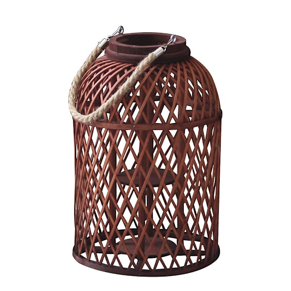 Golvkandelaber Hängande Te Ljus Hållare Rattan Lykta Hängande Lampskärm Retro Handhållen LyktaLi