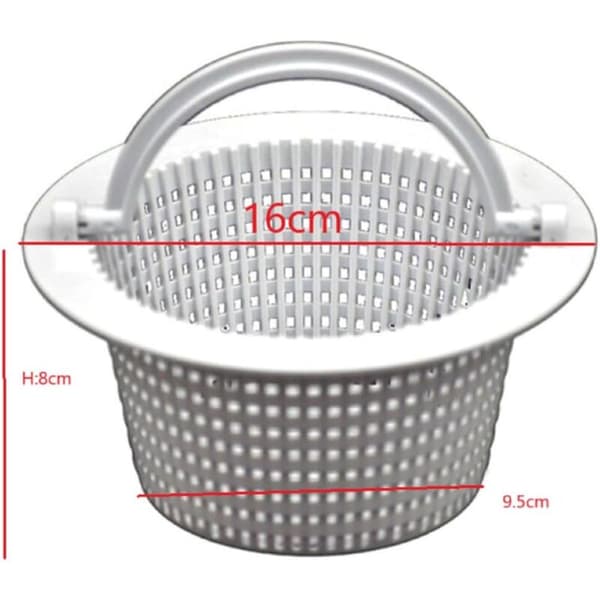 Round Skimmer Basket for Above-Ground Pools, with Handle for Easy Removal, 2-Pack - Diameter 16 cm - White