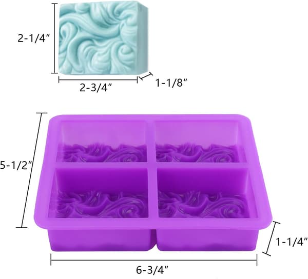 4-pack Ocean Wave Silikon Tvålform, Hålrum 3,5 oz Rektangulära Nautiska Virvlar Formar för Handgjord Hantverkstvål, Lotion Bars, Resin Hantverk