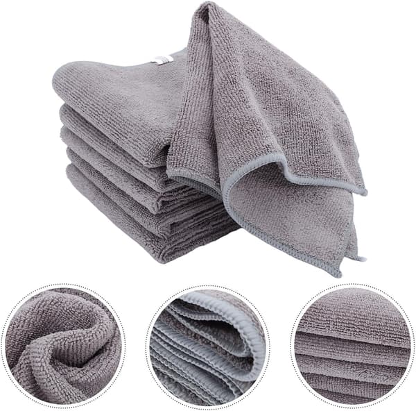 12 stk. grå mikrofiber bilvaskehåndklæder tykke absorberende rengøringsklude