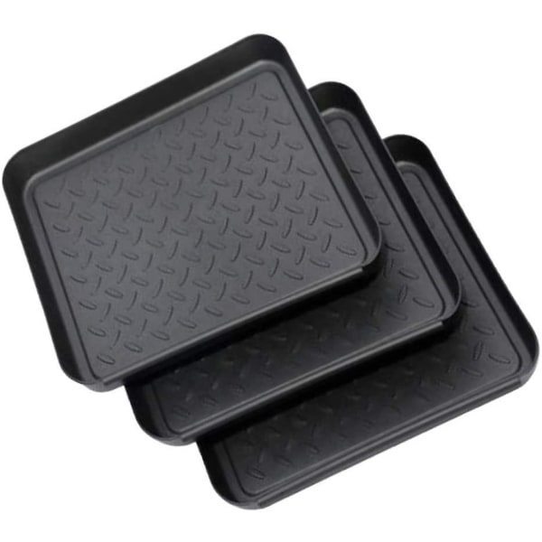 Sett med 3 skostativ, dryppbrett i plast, liten skomat, dryppmatte, hylle, skobrett, skotube, dryppbrett, 35x27x3 cm