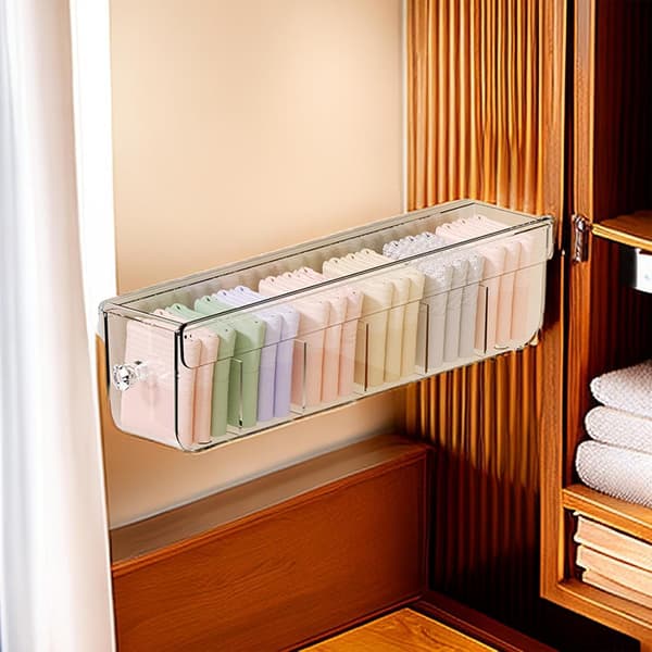 Wall-Mounted Underwear and Sock Organizer with Transparent Drawers, Multi-Layer Hanging Storage Box for Wardrobe
