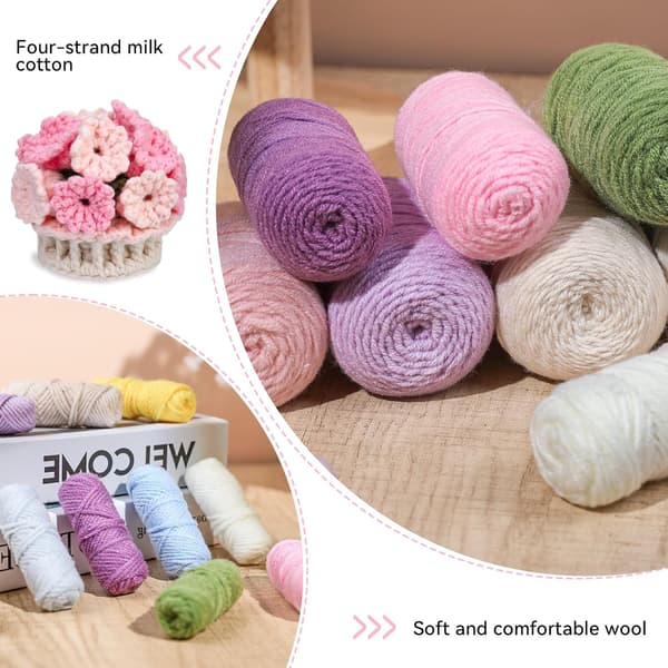 Crochet Kit for Beginners, 4 Pcs Crocheted Coasters, Floral Coasters Crochet Set with Step-by-Step Video Guides