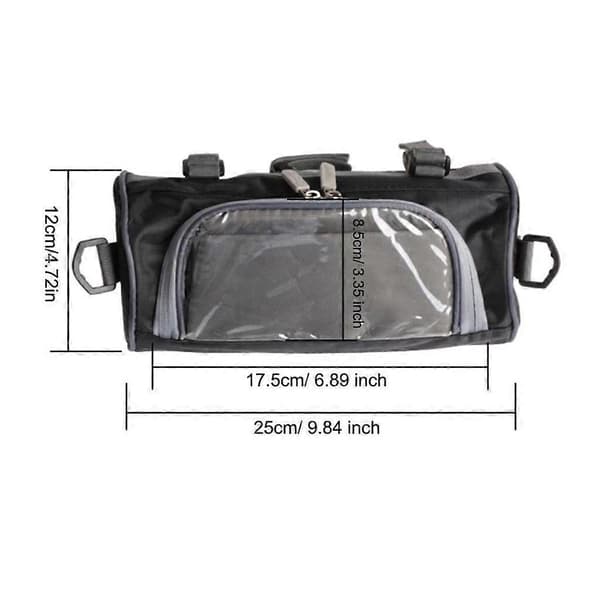 Durable Motorcycle Front Bag, Detachable Waterproof Phone Holder, Black