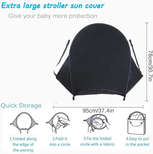 Universal Stroller Sun Shade Anti-UV UPF50+ Adjustable Canopy Str