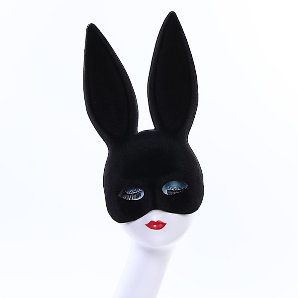 Halloween-eläimen musta naamio, puoli kasvot, pupun korvat, pääsiäisen cosplay-tarvikkeet