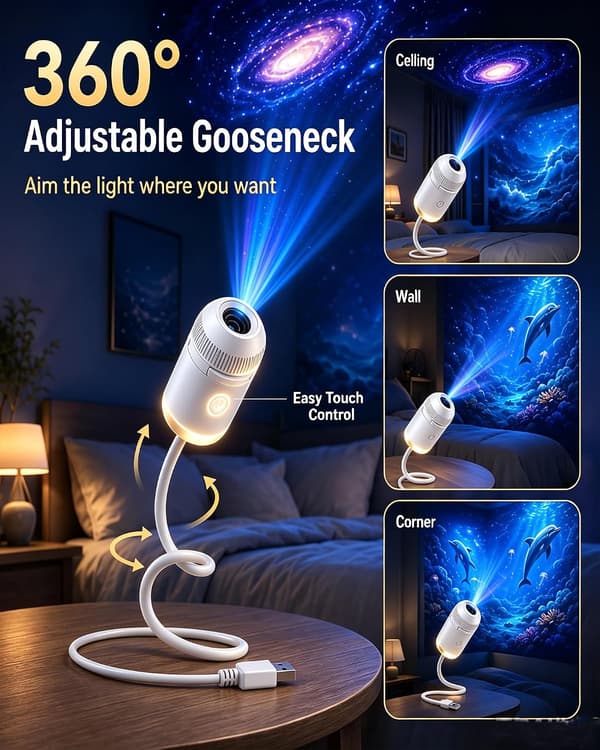 Galaxy Projector Night Light, 2 in 1 Holographic Star 5d Projector Plug and Play Hd Star Smart Dynamic Ceiling Projector Lamp With 3 films With 3 films