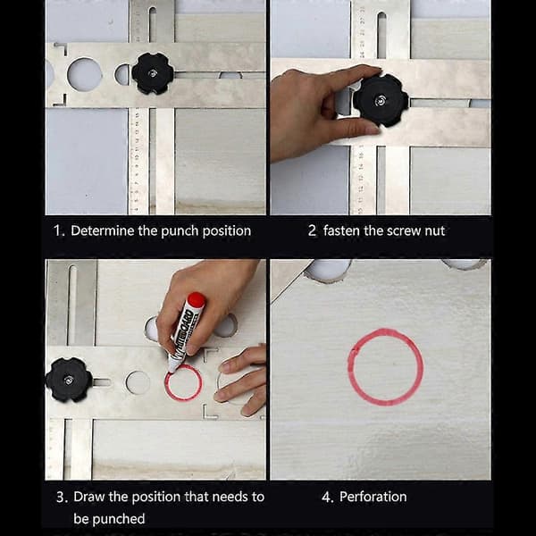 Ceramic Tile Hole Locator Adjustable Position Ruler Hole Finder 360 Degrees